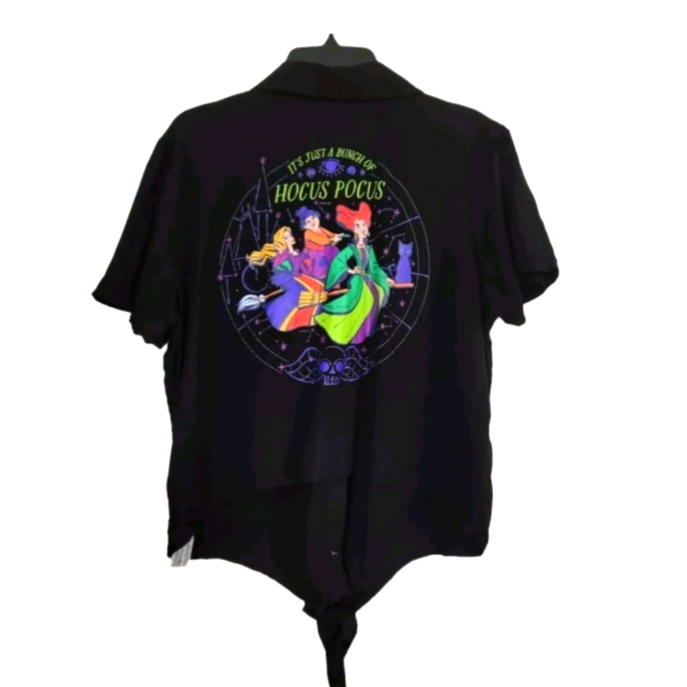 Disney x Her Universe Women's Black Front Tie Hocus Pocus Button Up Shirt Size S
